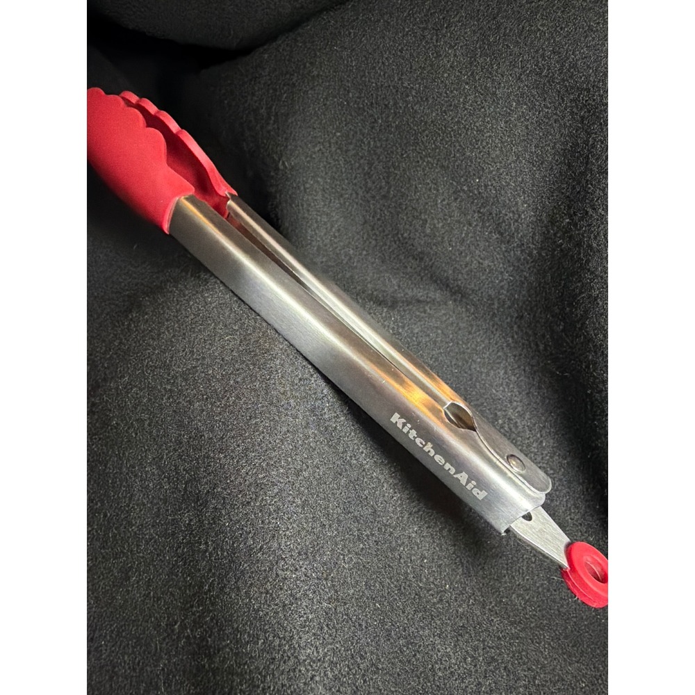 KitchenAid Locking Silicone Tongs Kitchen Tool Red Stainless Steel 10.5 Inch